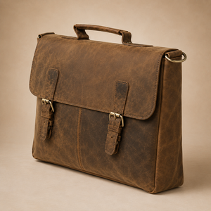 Sac messager vintage en cuir véritable marron vieilli, sacoche d'ordinateur portable, sacoche de bureau, sac de voyage, sac à bandoulière - Product Image 2