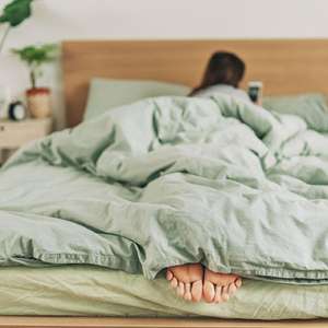 Parure de lit en lin vert sauge avec 2 taies d'oreiller, style bohème lavé, pour la maison, la chambre ou l'hôtel, ensemble 3 pièces en tissu - Product Image 3