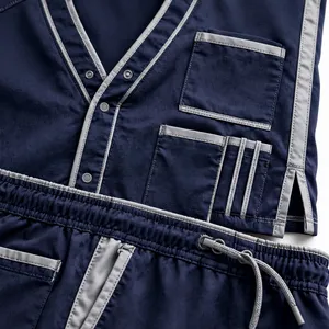 Conjunto de Uniforme Médico Unisex Azul Oscuro, Camiseta de Manga Corta con Bolsillos, Pantalones con Cordón Ajustable, Transpirable, 100% Poliéster, AMKOOR ENTERPRISES Needle - Product Image 6