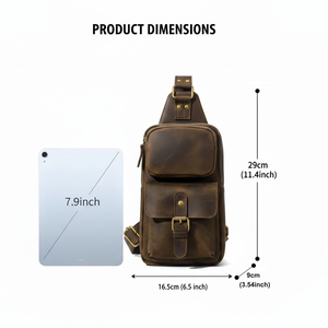 Bolso de Pecho de Cuero Genuino para Hombre, Estilo Vintage, Ligero y Duradero, para Uso en Primavera/Verano - Product Image 3