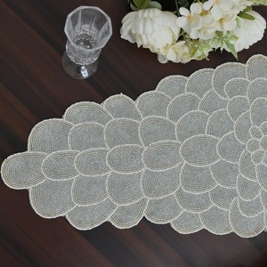 <b>Black</b> Gold Beaded Luxury Eco-Friendly Durable Handmade Rectangle Fabric Table <b>Runner</b> Mats - Product Image 4