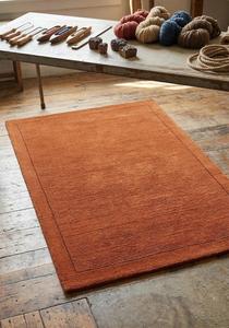 Alfombra Moderna Hecha a Mano de Lana Antideslizante con Borde Texturizado Marrón Óxido y Patrón Abstracto para Decoración de Sala de Estar y Dormitorio - Product Image 5