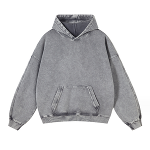 <b>Oversized</b> Washed Grey Hoodie for Men & Women – Premium Heavyweight <b>Vintage</b> Pullover <b>Sweatshirt</b> with Kangaroo Pocket - Product Image 1