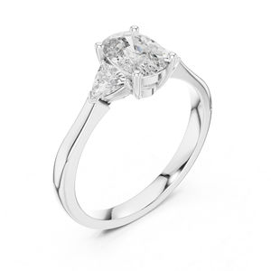 14K White Gold <b>Cushion</b> & Curved Trillion Lab-Grown Diamond Solitaire <b>Ring</b> for Women | <b>Wedding</b> | New Grown Diamond - Product Image 5