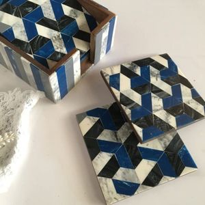 Indian Supplier Offers Handmade Blue Resin Inlay Wood & Resin Coasters Customizable Size & Color European Style Home Decor - Product Image 3