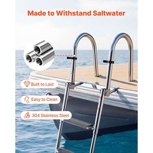 Escalera telescópica plegable de acero inoxidable de 4 peldaños para embarcaciones, escalera de entrada trasera para barcos, capacidad de 600 lb, extra ancha para una mejor adherencia - Product Image 2