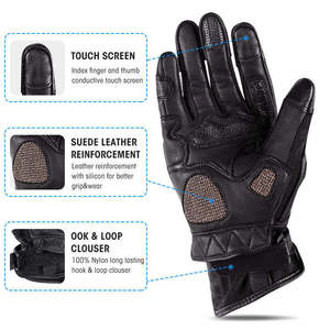 Gants de moto en cuir haute performance Pyrotect, résistants, compatibles écran tactile, imperméables, respirants, à doigts complets, avec fermeture à cordon, pour la course et le motocross - Product Image 6
