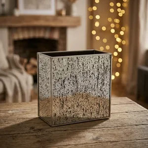 <b>Square</b> Mirrored <b>Glass</b> Votive Holder Metal Frame Handmade Artisan Design Durable Home Decoration Tabletop Decor Christmas Wedding - Product Image 1
