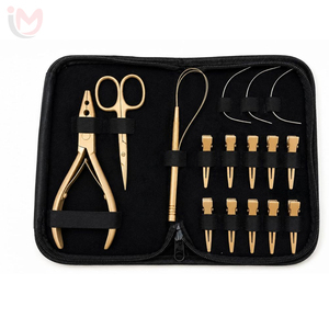 Salon Hair Extension Accessories <b>Set</b> Micro Bead Remover Three Hole <b>Crimping</b> Plier Hair Loop Hook Threader Tape In Plier Section - Product Image 4