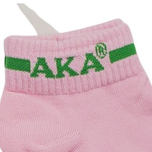 Chaussettes ras du cou pour femme rose et vertes, brodées de lettres grecques, chaussettes de mode en tricot extensible, décontractées, pour le sport et les activités quotidiennes - Product Image 2