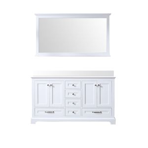 60 Pollici Mobile bagno doppio bianco con lavabo da 58 pollici Specchio 22 Pollici Piano in marmo colato 60 pollici L X 22 Pollici D - Product Image 1
