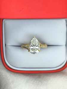 Anillo de Diamante Cultivado en Laboratorio con Corte Pera Personalizado, Oro Sólido de 14k, Certificado IGI, Color Blanco D, para Mujer y Hombre, Aniversario - Product Image 5