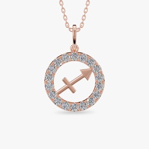 Pendentif Sagittaire en Argent 925 avec Moissanite et Accent Diamant, Charm Flèche, Collier Classique en Alliage, Bijou Unisexe, Cadeau - Product Image 1