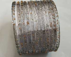 Bracelets en verre goutte de pluie de qualité supérieure pour filles - Texture transparente à pois dorés, style unique, disponibles en 25 couleurs, qualité supérieure - Product Image 6