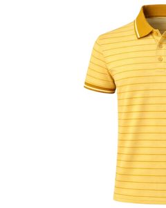 Polo a Rayas Amarillo Mostaza para Hombre con Bolsillo en el Pecho, Algodón, Corte Clásico, Manga Corta, Casual, Verano, Fabricante, Suministro al por Mayor - Product Image 2