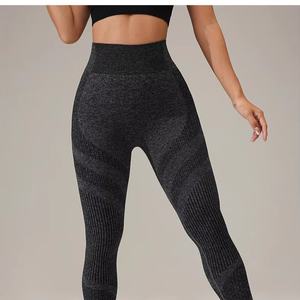 Women's High Waist Seamless Yoga Pants with <b>Tummy</b> <b>Control</b> & Lifting Striped Leggings for Running & Cycling - Product Image 1