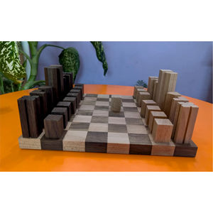 Juego de Ajedrez de Madera Moderno Hecho a Mano, Juego de Mesa Geométrico Minimalista de Lujo, Decoración Creativa para el Hogar, Regalo de Cumpleaños - Product Image 1