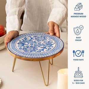 Aqdus Saleem Round Metal <b>Cake</b> <b>Stand</b> with Legs for Dessert Display Bakery & Party Tabletop Use - Product Image 3