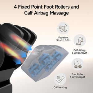 Fauteuil de massage électrique intelligent de luxe pour le corps entier avec chauffage Shiatsu - Fauteuil inclinable moderne en cuir 4D à gravité zéro avec massage des pieds - Product Image 6