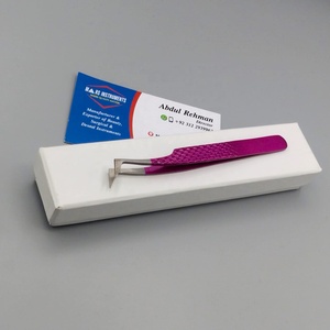 Pinzas para extensiones de pestañas de acero inoxidable sostenible rosa oscuro Diseño de Punta puntiaguda con bolsa acogedora - Product Image 3