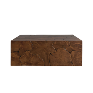 Mesa de Centro de Lujo de Madera de Teca Sólida, Hecha a Mano, de Madera Orgánica, Estilo Rústico Moderno para Sala de Estar - Product Image 1