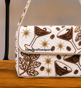 Sac à main de luxe artisanal tendance pour femme, en verre perlé, avec fermeture magnétique robuste et sécurisée - Product Image 3