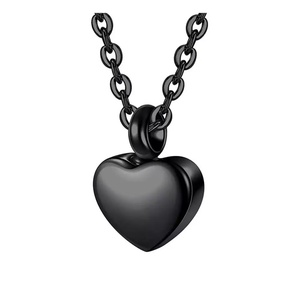 Collar con Urna de Cremación en Forma de Corazón de Acero Inoxidable Negro, Colgante Conmemorativo para Guardar Cenizas, Joyería con Cadena - Product Image 2