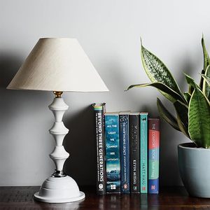 White <b>Table</b> <b>Lamp</b> Bedside Reading Light Fabric Shade Decorative Desk <b>Lamp</b> for Home Bedroom <b>Study</b> - Product Image 1