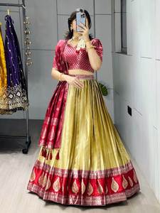 Lehenga en soie Kanchipuram tissée Royal Zari avec dupatta - Product Image 2