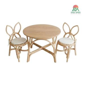 Juego de muebles infantiles de ratán Nhat Minh con diseño de orejas de conejo, respaldo inclinado, ecológico, apto para uso en interiores. - Product Image 1