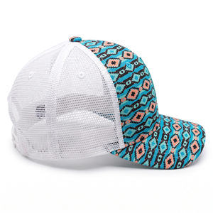 Gorra Trucker Personalizada con Parche Tejido con Logotipo, Malla Blanca en la Parte Posterior, 6 Paneles Estructurados, Estilo Western Rodeo, Casual y Deportiva, Cierre a Presión, OEM - Product Image 5