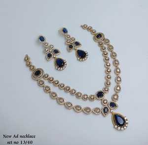 Antique Plated Fancy Collection Geometric <b>Crystal</b> Pearl Necklace Earring <b>Set</b> Women's Wedding Jewelry Classic Style Rhinestone - Product Image 1