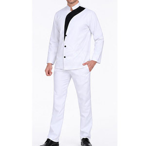 Ensemble de vêtements de travail pour chef en gros, pour le personnel de cuisine de restaurant, veste professionnelle à manches longues en polyester/coton, pantalon et tablier - Product Image 1