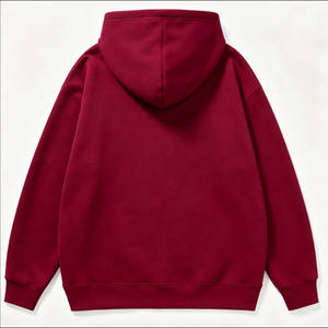 Custom Mens Oversized <b>Burgundy</b> <b>Hoodie</b> Embossed Logo Studded Kangaroo Pocket Distressed Streetwear Pullover OEM Manufacturer - Product Image 2
