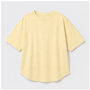 Custom Pale Lemon Lightweight Cotton <b>Curved</b> <b>Hem</b> <b>Mens</b> Oversized Short Sleeve <b>T</b>-<b>Shirt</b> MTS-OVR-0034 - Product Image 1