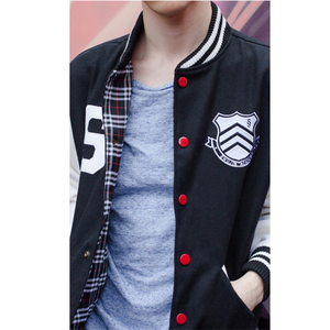 Chaqueta de Béisbol Varsity Personalizada para Hombre, Estilo Urbano, Abrigo de Invierno de Lana con Botones y Cuello Alto, Bordado Personalizado - Product Image 3