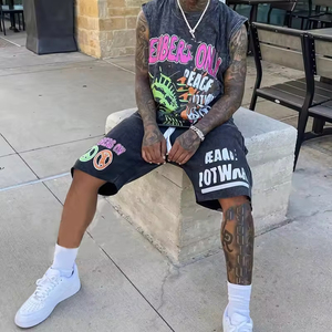 Custom <b>Heat</b> Transfer Printed Sleeveless T-Shirt and Shorts Set with Custom Logo Polyester/Cotton Quick Dry Summer Casual Wear - Product Image 3