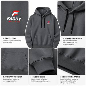 Sweat à capuche unisexe surdimensionné personnalisé avec logo, style streetwear, en molleton de coton épais, vierge, vente en gros - Product Image 3