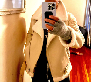 Veste de moto en cuir d'agneau véritable teint sur mesure OEM, manteau d'hiver épais pour femmes, doublure en soie, haute qualité, séchage rapide - Product Image 6
