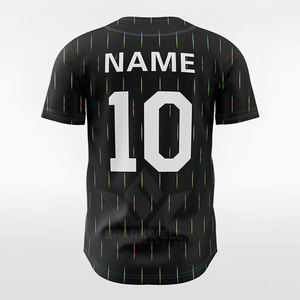 Maillot de baseball noir personnalisé à motif gouttelettes coloré, sublimé, à manches courtes, respirant et anti-humidité, uniforme d'équipe - Product Image 3