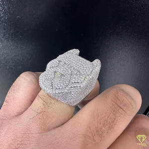 Luxury Panther Head Moissanite Diamond Ring For Men White Gold Hip Hop Iced Out Jewelry - Product Image 1