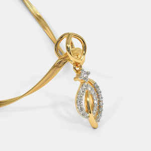 Yellow Gold Double Oval Swirl Lab Grown Diamond Pendant Necklace - Product Image 4