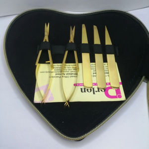 Pince à épiler à pointe inclinée et droite, ciseaux à sourcils à ressort dorés, lames droites et courbées en acier inoxydable, outil cosmétique de beauté - Product Image 1