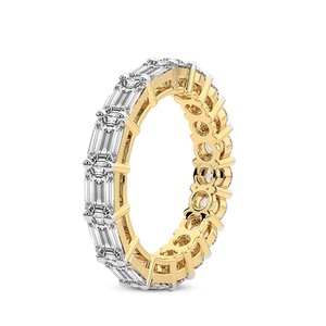 Magnifique bague éternité élégante en or massif 18 carats, sertie d'émeraudes Brynn et de diamants de laboratoire ronds, certifiée IGI, pour femme. - Product Image 3