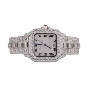 Reloj de Lujo al por Mayor con Diamantes de Moissanita, Acero Inoxidable, Engaste Invisible, Correa de Cuero, Resistente al Agua - Product Image 1