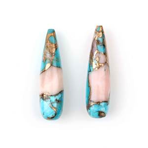 Cristal curativo de ópalo rosa natural de 9x30 mm, turquesa de cobre Mohave, forma de gota briolette lisa, ideal para la fabricación de joyas y pendientes. - Product Image 1
