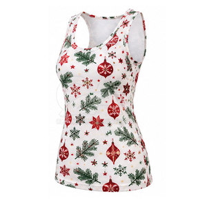 Camiseta sin mangas navideña informal para mujer con estampado de galletas de jengibre, tela de algodón transpirable y ajuste cómodo. - Product Image 4