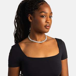 Luxury Rhodium Plated 925 Silver <b>Rope</b> <b>Chain</b> Necklace With Round Brilliant Cut Diamond Channel Setting Unisex Everyday Wear - Product Image 2