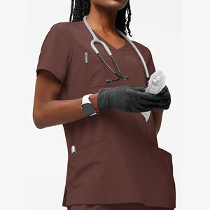 Hauts de travail tricotés pour infirmières, en tissu épais, pour l'été, 72% Polyester/21% Rayonne/7% Spandex, multi-poches, couleur et logo personnalisables, vente en gros - Product Image 6