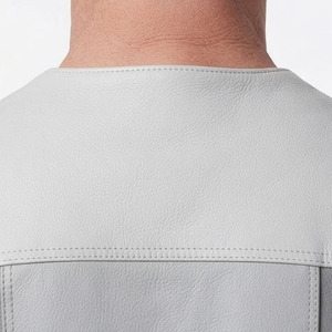 Chaleco de Cuero para Hombre con Botones, Chaleco sin Mangas de Cuero Genuino para Hombre, Chaleco de Cuero con Bolsillos Laterales - Product Image 5